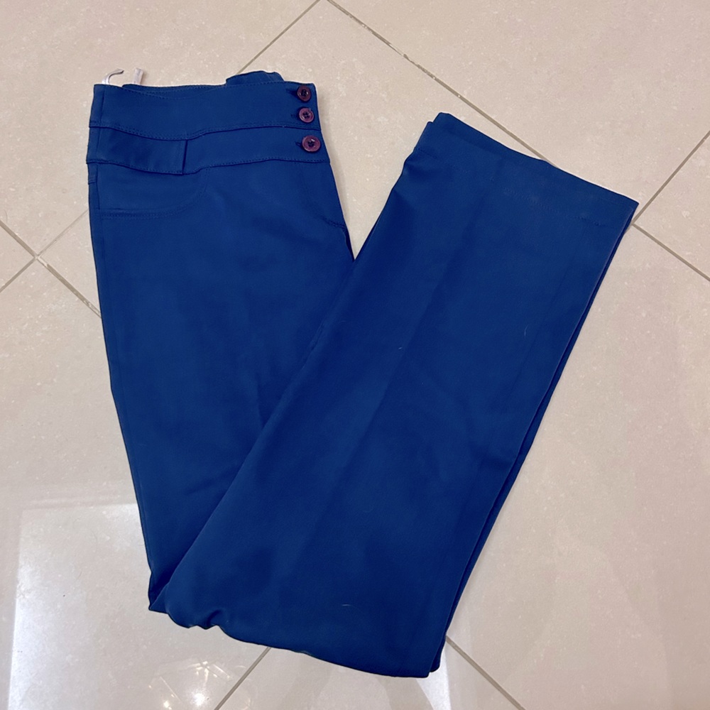 (40) GazaLine Blue Office Pants with Flare Design